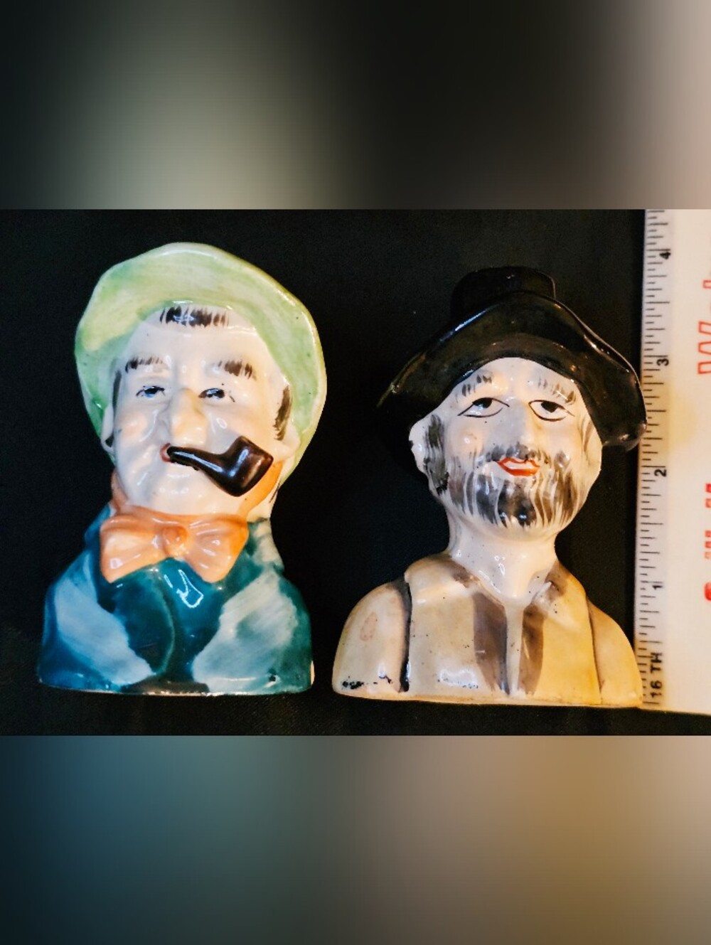 Vintage 1950s Toby Character Salt & Pepper Shakers Japan Ceramic Hobo Hillbilly